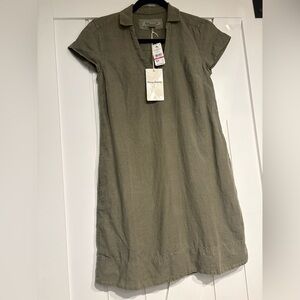 NWT. Tommy Bahama Women’s Olive Green Lined Linen Shirt Dress